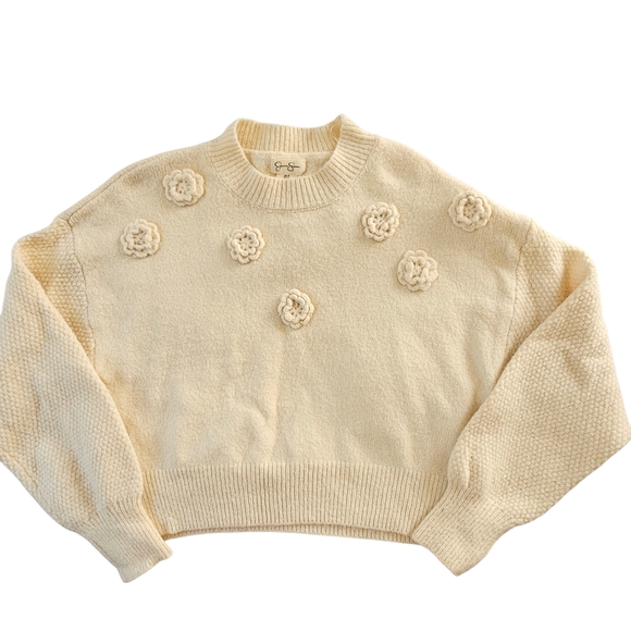 Jessica Simpson Sweaters - Jessica Simpson Cream Floral Knit Sweater